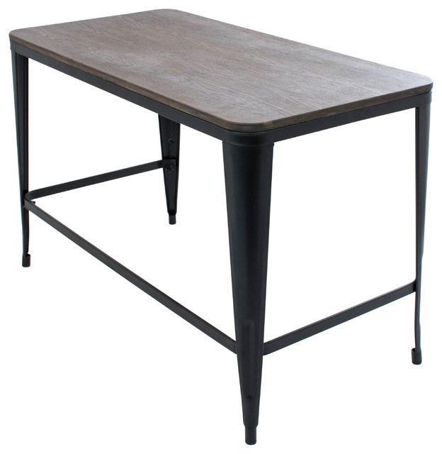 Lumi Source Pia Home Office Desk With Espresso Wood Top And Metal