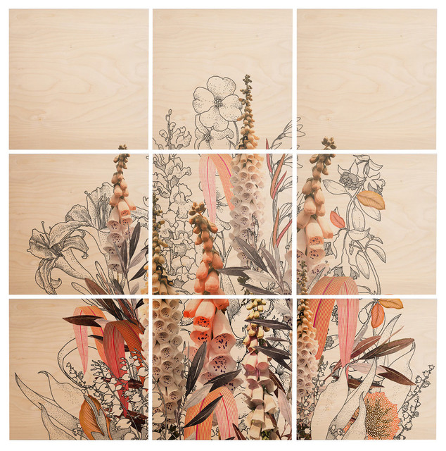 Deny Designs Iveta Abolina Lupines Cream Wood Wall Mural, 3'x3'