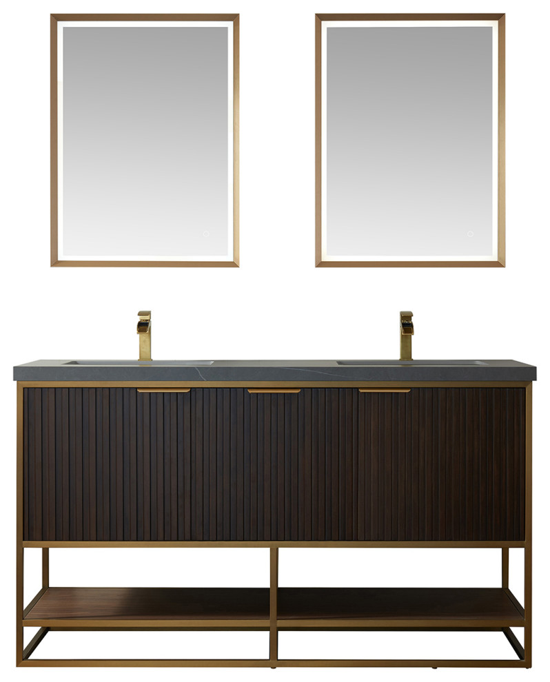 Donostia Vanity With Ceramic Undermount Sink, North American Light Walnut, 60"