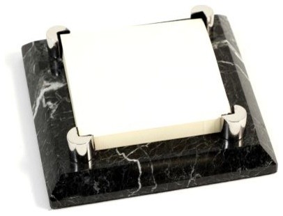 Black Zebra Marble With Chrome Plated Post It Holder