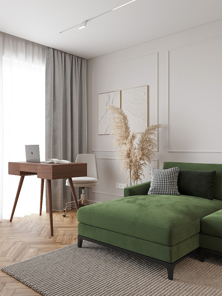 Неоклассический интерьер прихожей и кухни-гостиной