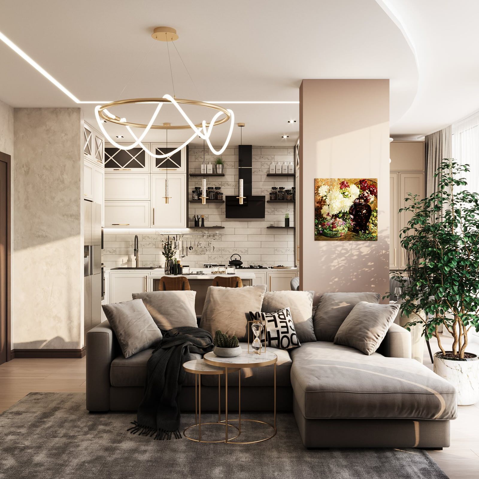 Дизайн кухни-гостиной