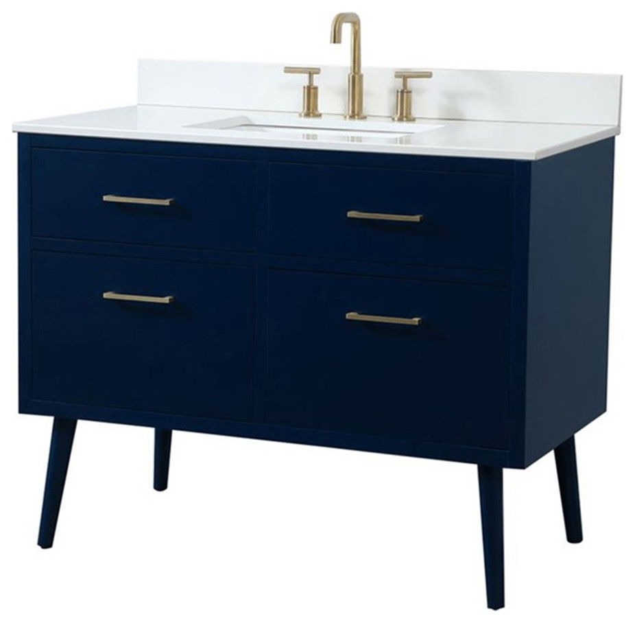 Elegant Decor Boise 42" Modern MDF Bathroom Vanity with Backsplash in