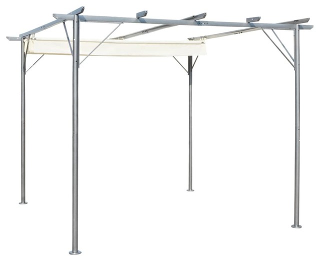 vidaXL Pergola Steel With Retractable Roof, Cream, 3x3 m