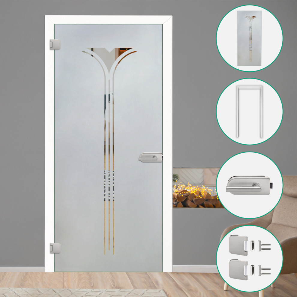 Interior Glass Door/Office Semi Frosted Design (Complete Kit) -  Contemporary - Interior Doors - by Glass-Door.us | Houzz