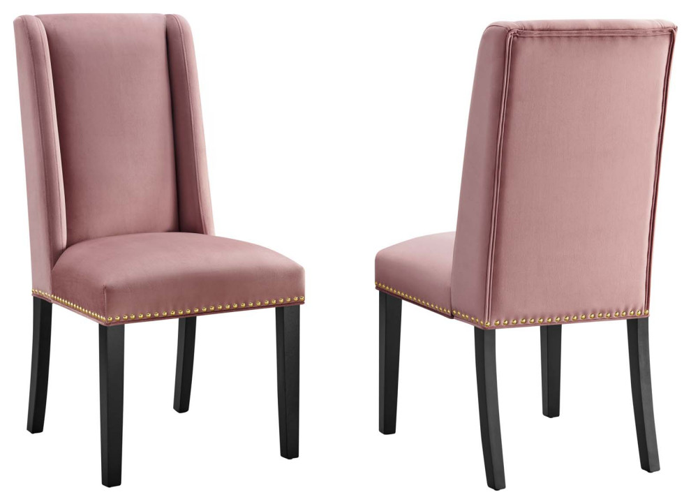 Baron Performance Velvet Dining Chairs, Set of 2, Dusty Rose