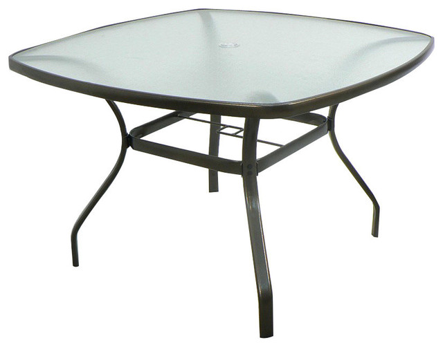 Pride Family Brands 44 Square Black Rounded Edge Glass Dining Table
