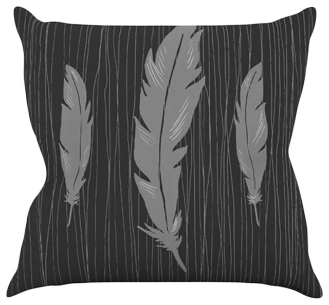 Jaidyn Erickson "Feathers Black" Throw Pillow, 18"x18"
