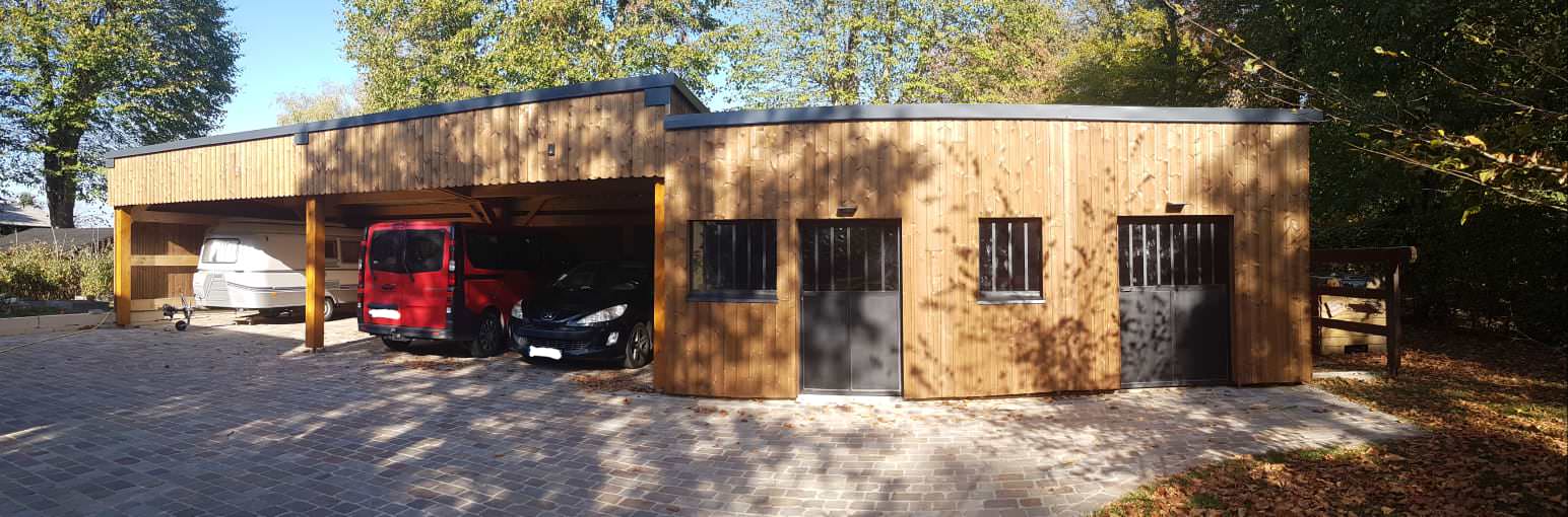 Création d'un abri pour voitures / deux roues et un atelier à Bailleau l'Evêque