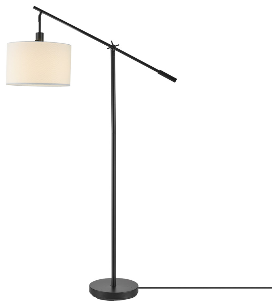 Matte Black Floor Lamp With White Linen Shade - Transitional - Floor - by Globe Electric | Houzz