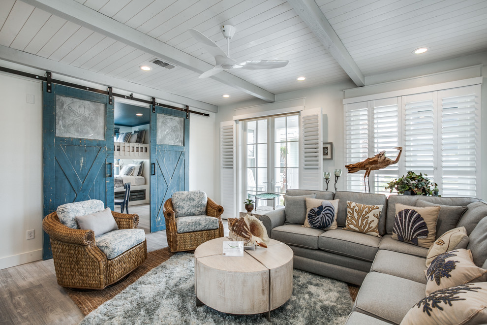 Photo of a beach style family room in Austin.
