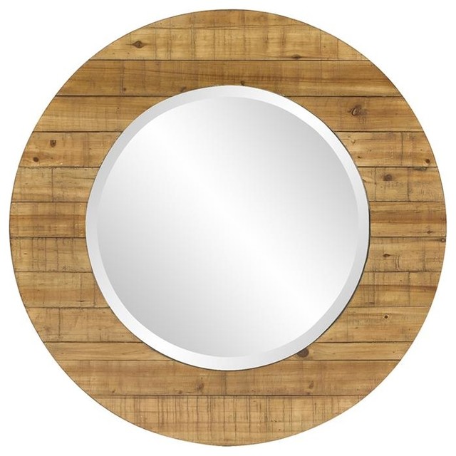 Kenwood Round Wood Mirror Rustic Bathroom Mirrors By Zfurniture Kenwood Round Wood Mirror