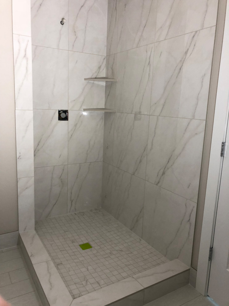 Marble-look shower remodel - Contemporary - Bathroom - Portland - by ...