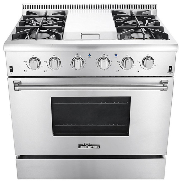 ProStyle Freestanding SlideIn Gas Range With Center Griddle, 36