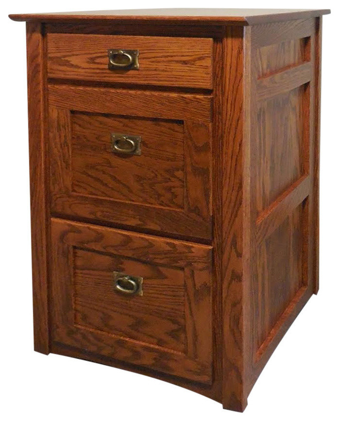 Mission Solid Oak 3 Drawer Filing Cabinet Traditional Filing
