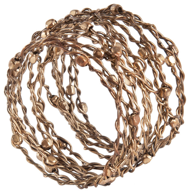 Chic Woven Metal with Beads Napkin Rings, Set of 4 - Contemporary - Napkin Rings - by Fennco ...