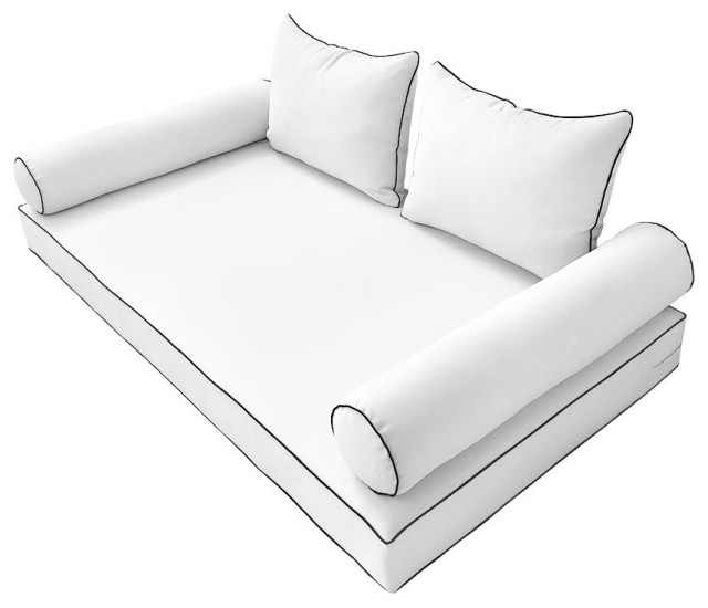 S3 Queen Size Contrast Pipe Daybed Mattress Cushion Bolster Complete Set Ad002 Prvw Vr~170189101