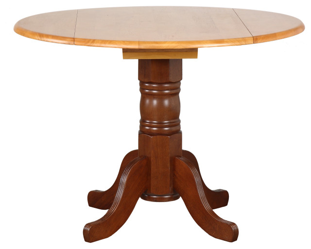 Sunset Trading Oak Selections Round Drop Leaf Dining Table Dlu Tpd4242 Nlo Traditional Dining Tables By Shopladder Houzz
