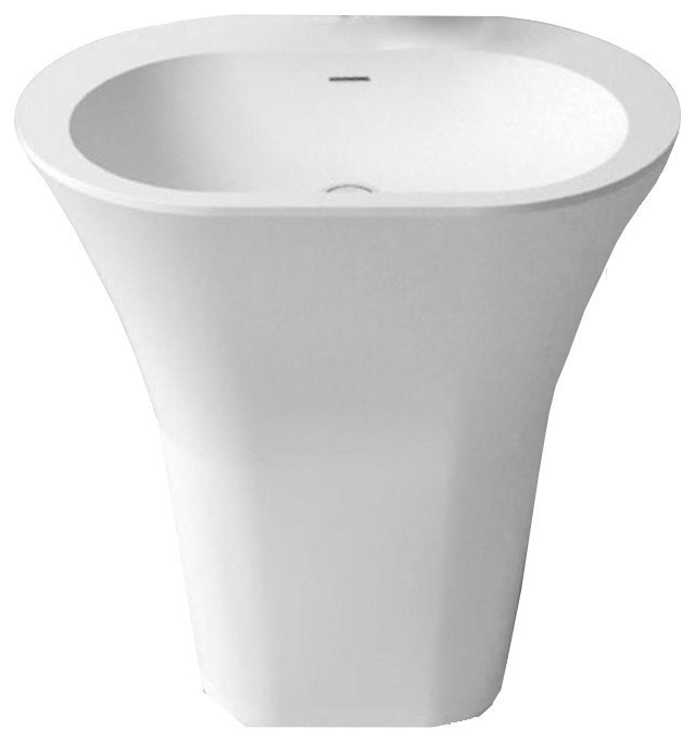 ADM Curved Freestanding Pedestal Sink, White, 25" Contemporary