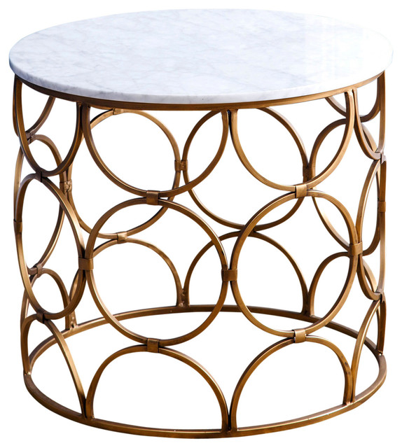 Abbyson Living Roland Round Faux Marble Coffee Table Gold