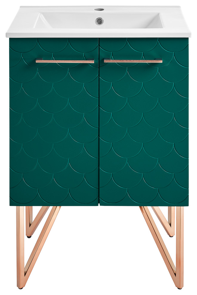 Annecy 24" Bathroom Vanity, Barracuda Teal Contemporary Bathroom