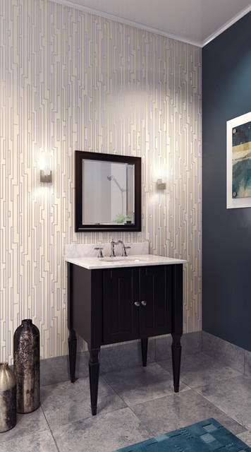 Modern Powder Room Seattle Geometric Wallpaper Powder Bath modern-powder-room