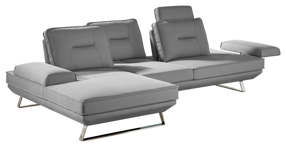 Modern Light Grey Fabric Sondra Sectional - Left Chaise
