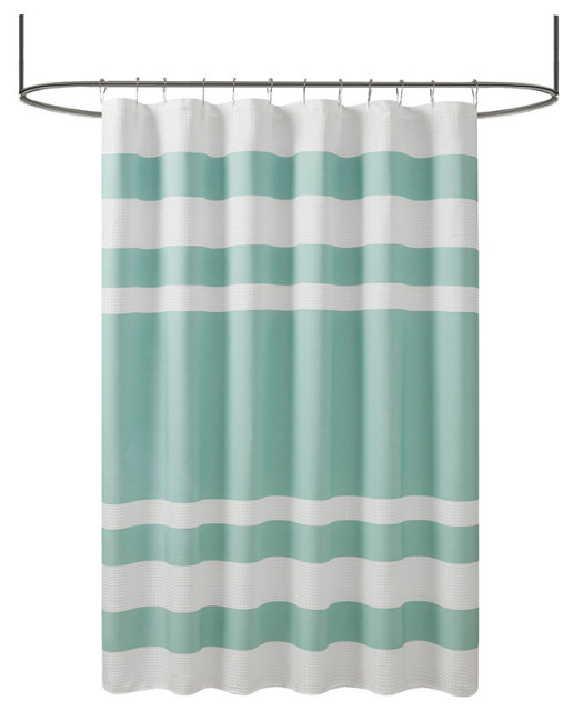 Madison Park Spa Waffle Shower Curtain With 3M Treatment, Aqua