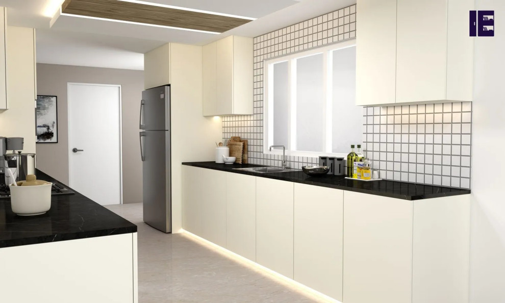 Bespoke Galley Kitchen in Cream Finish Supplied by Inspired Elements ...
