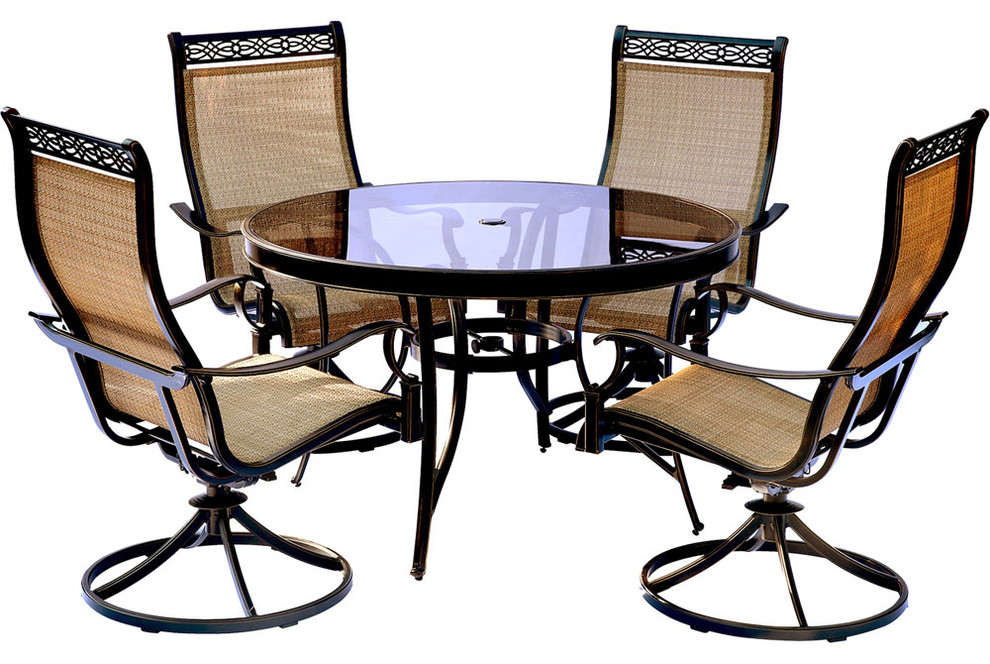 Monaco 5Piece Dining Set, Swivel Sling Chairs and Table Transitional