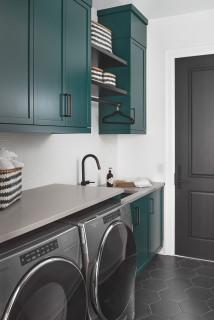 75 Black Floor Laundry Room with Green Cabinets Ideas You'll Love -  January, 2024