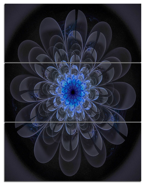 "Perfect Digital Flower Art in Dark Purple" Metal Wall Art, 3 Panels