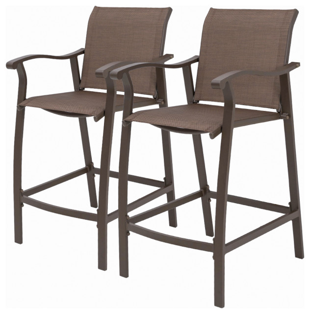 Outdoor Bar Stools Patio Bar Chairs, Set of 2 Transitional Outdoor