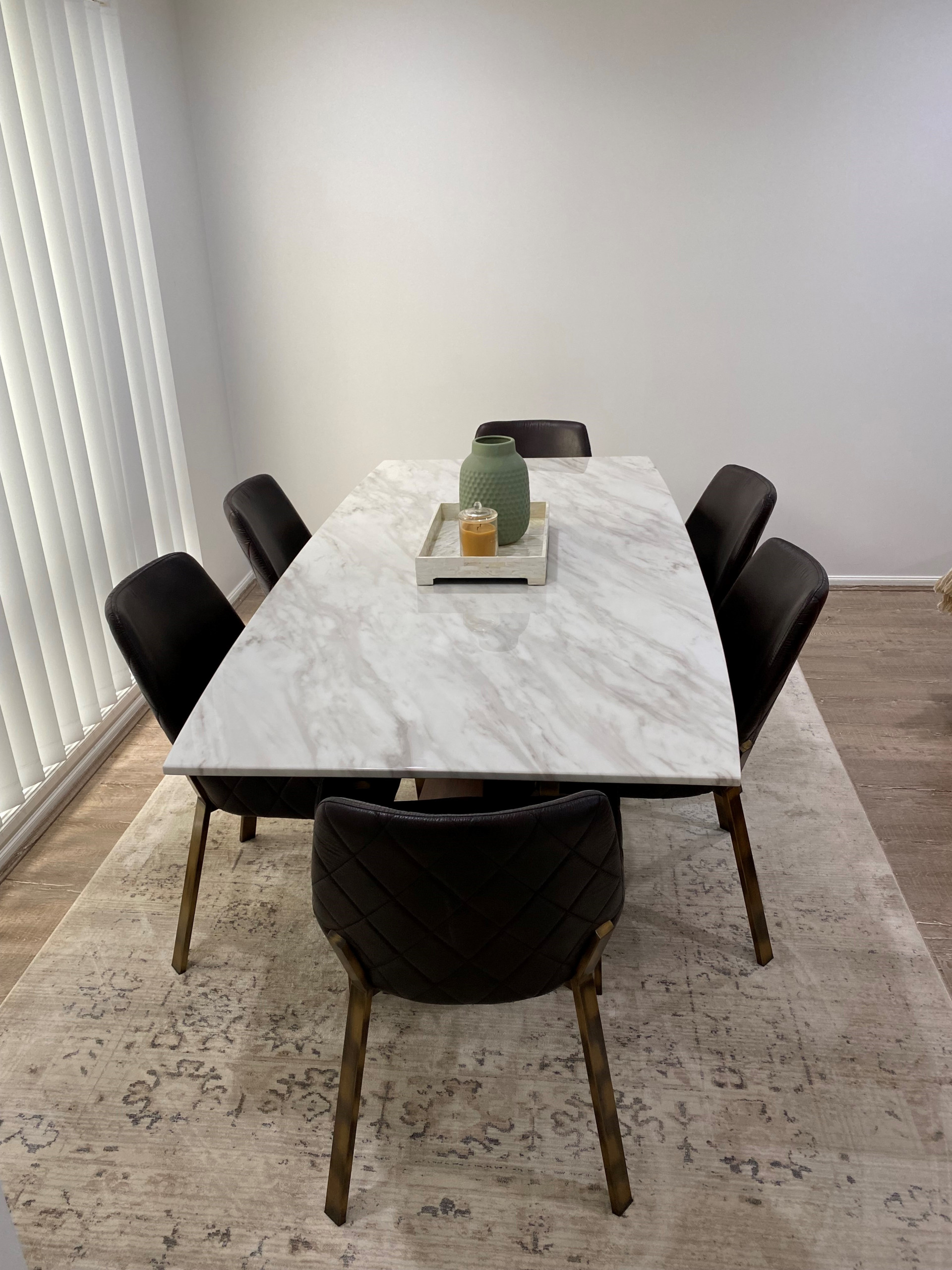 Marble dining table and chair