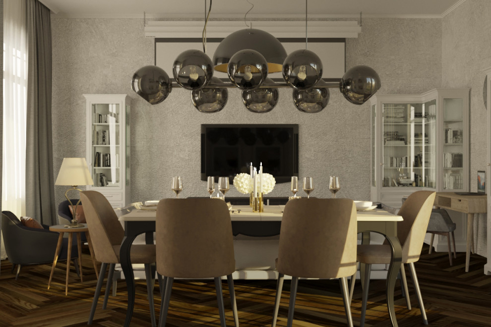 Интерьер гостиной-столовой 28 кв м