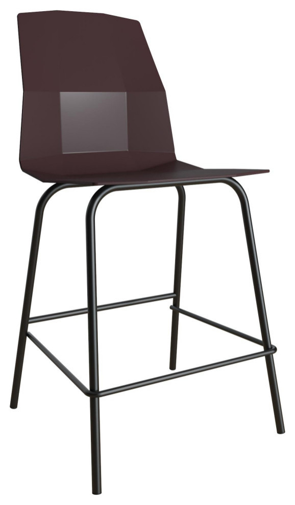 Riley Molded Counter Stool With Black Metal Base, Deep Plum