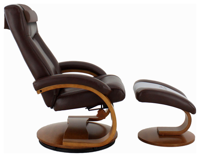 Hamilton Recliner and Ottoman with Pillow in Whisky Air Leather