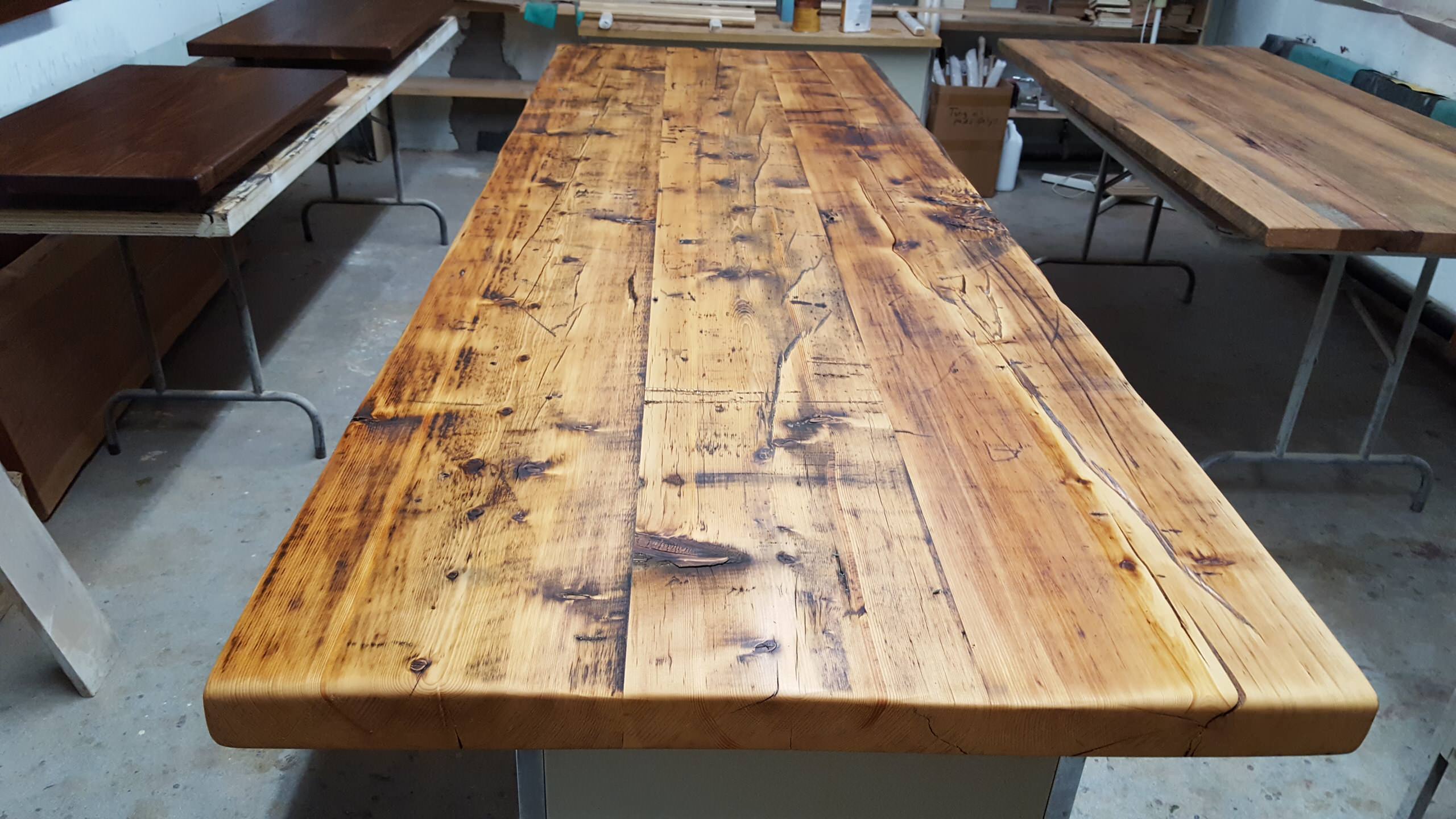 See How Reclaimed Wood Beams Become a Stunning Kitchen Countertop, image size:2560x1440