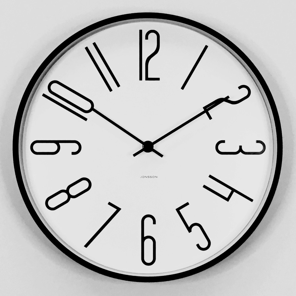 Jonsson Black and White 12" Silent Wall Clock Transitional Wall