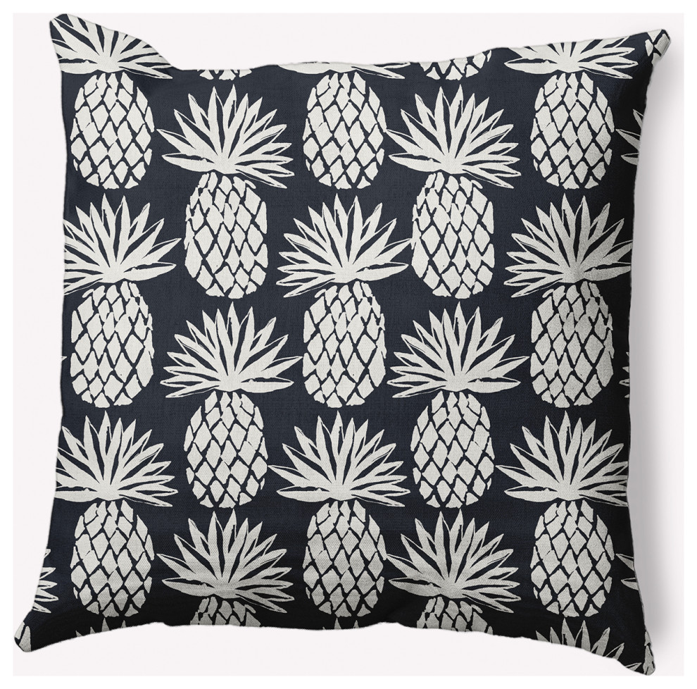 20x20" Pineapple Pattern Nautical Decorative Indoor Pillow, Shark Blue