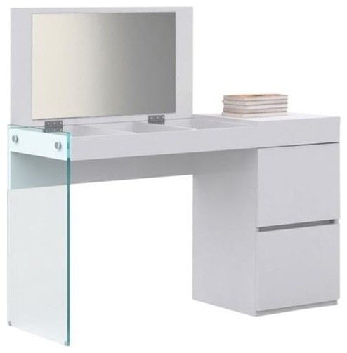 Il Vetro High Gloss White Lacquer, Modern White Vanity Desk