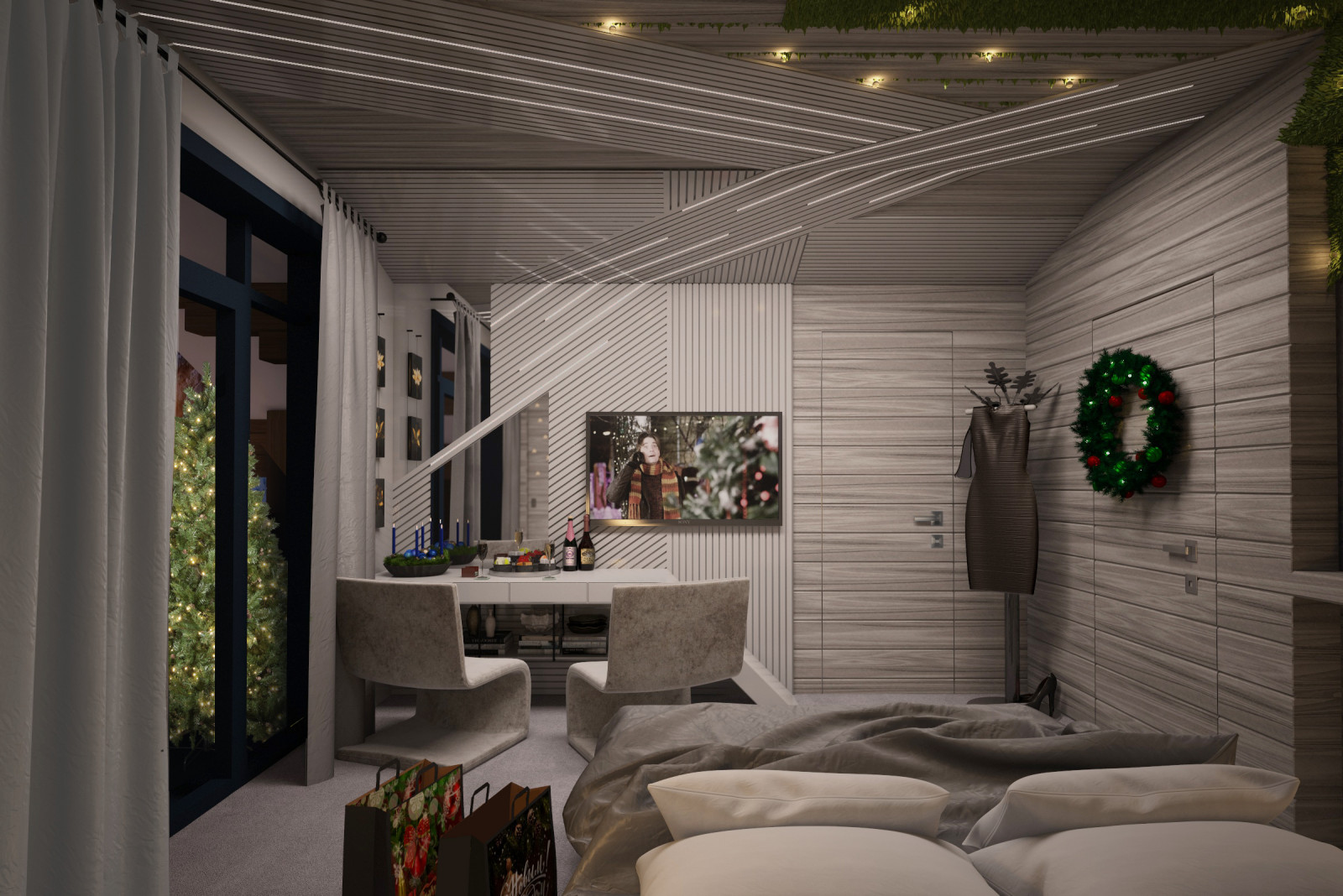 Комната дочери в доме с печью