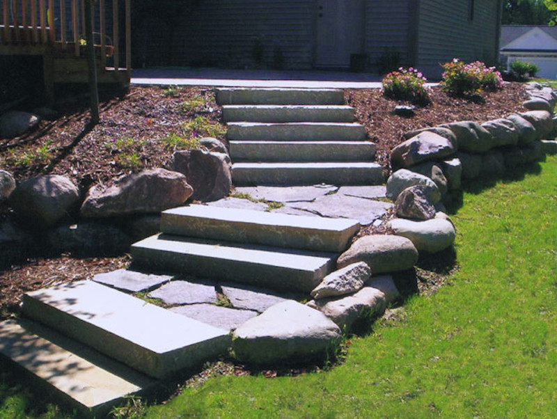Design ideas for a large full sun backyard landscaping.