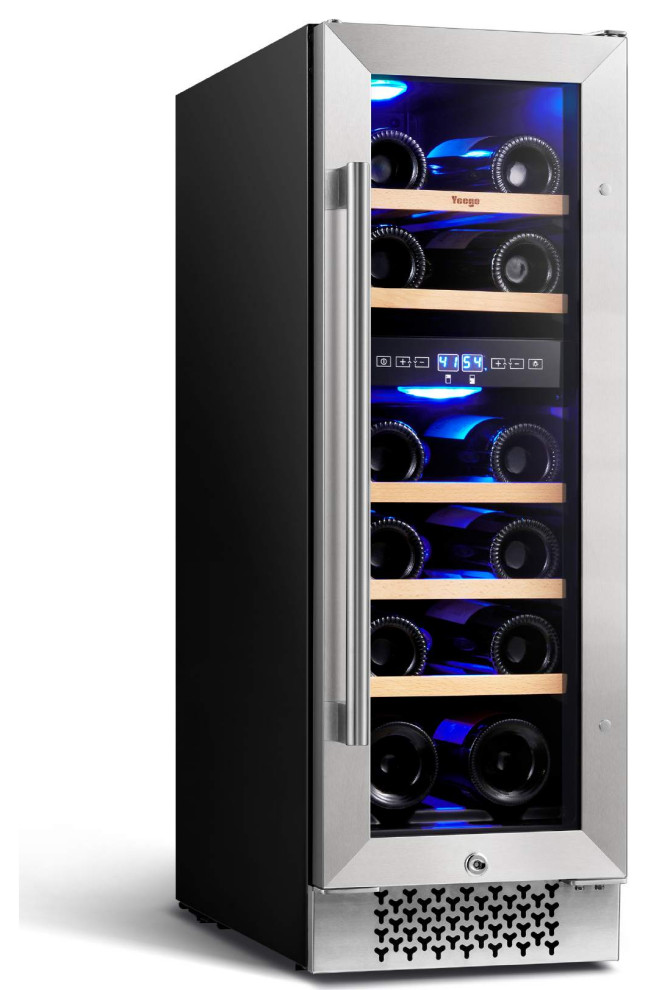 Yeego 17 Bottle Wine Refrigerator Stainless Steel Glass Door Dual Zone Built-In
