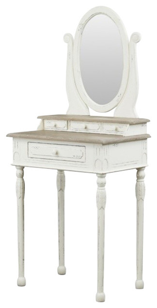 Anjou French Accent Dressing Table With Mirror Farmhouse Bedroom Makeup Vanities By Imtinanz Llc Houzz