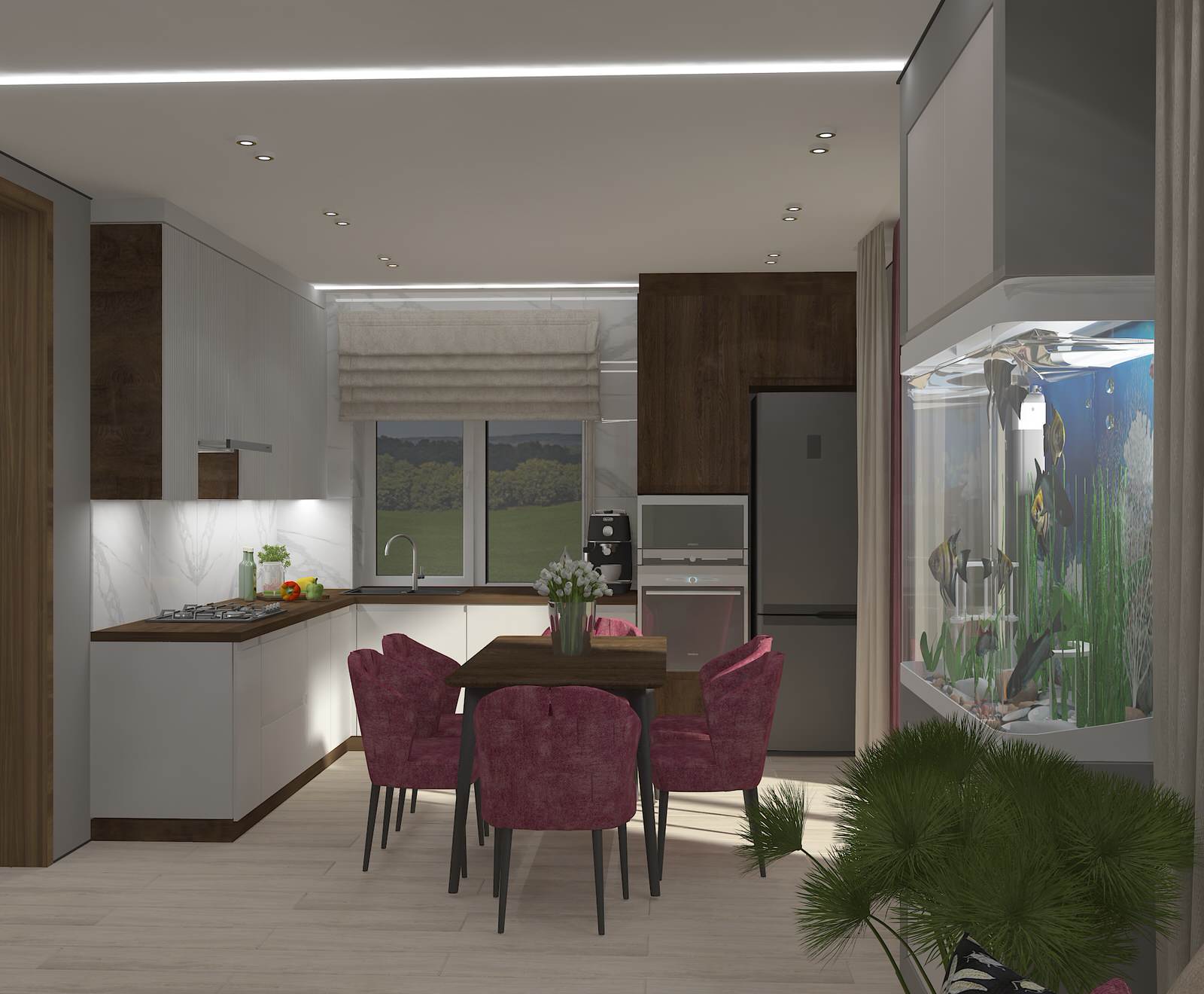 Кухня - гостиная (31,3 кв.м)  в частном доме