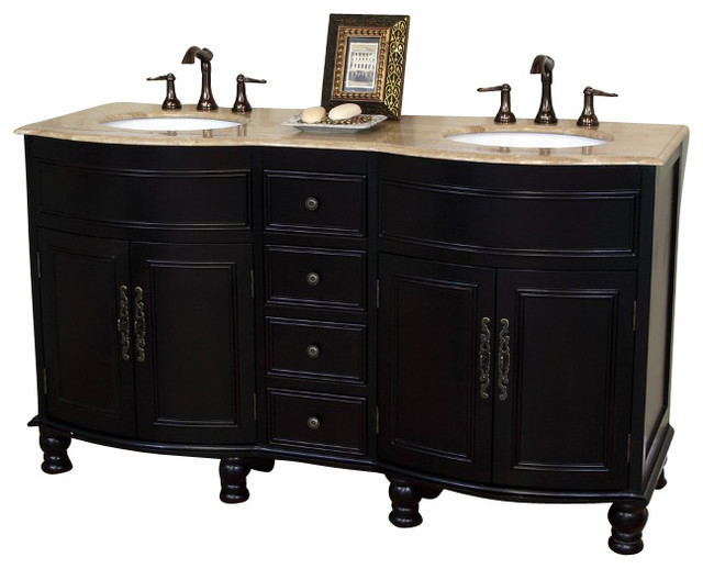 62 Inch Double Sink VanityDark Mahogany Traditional Bathroom