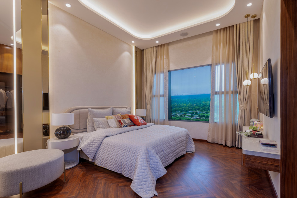 Modern bedroom in Delhi.