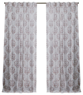 Tabitha Damask Print Cotton Hidden Tab Top Curtain Panels Set Of