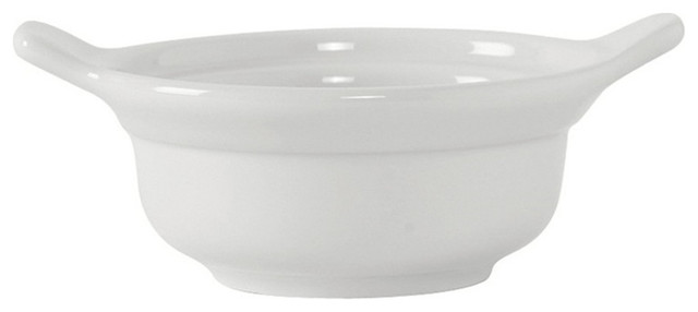 Linx 8 oz Casserole w/2 Lug Handles Porcelain White - Case of 12